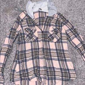 BUTTON UP FLANNEL WITH HOOD